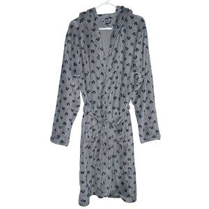 True Religion Men's Plush Robe Pockets Charcoal Monogram Christmas Gift Him NWT